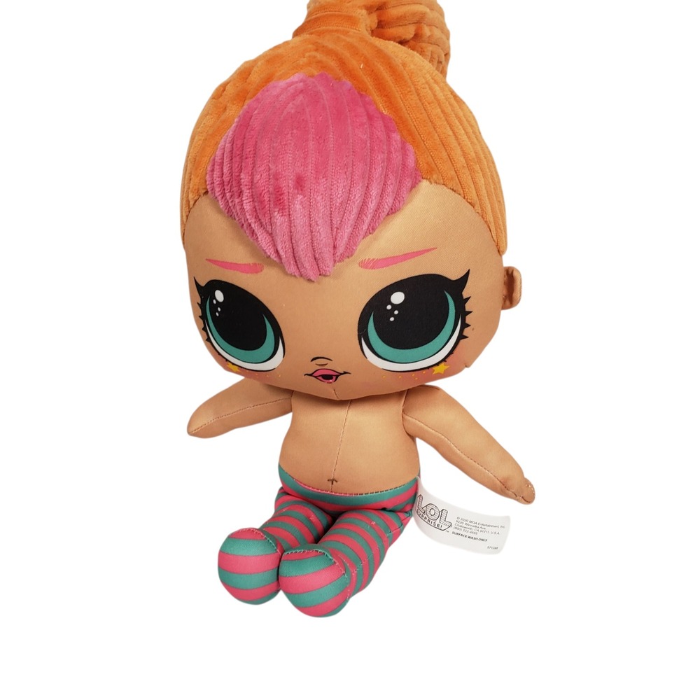 LOL Surprise Plush‎ Doll Pink Orange Hair Striped Pants Stuffed Animal Toy